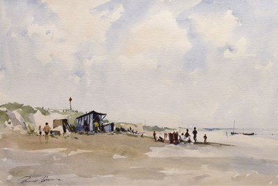 Lot Edward Wesson (British, 1910-1983) - Watercolour - 'The Beach Hut Norfolk'