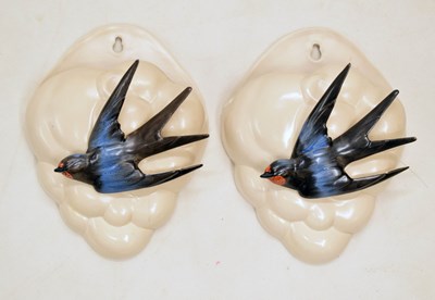 Lot 387 - Clarice Cliff - Pair of Swallow pattern wall pockets