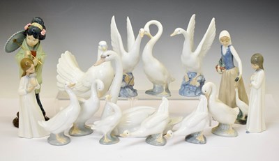Lot 397 - Group of Nao and Lladro figures and geese