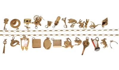 Lot 128 - Collection of 9ct gold and yellow metal charms, etc