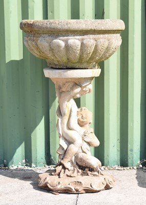 Lot 558 - Composition stone garden birdbath