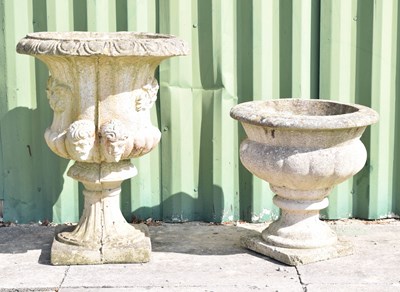 Lot 560 - 'Sandford Stone' pedestal garden urn, of campana form