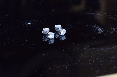 Lot 121 - Pair of single stone diamond ear studs