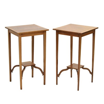Lot 550 - Pair of early 20th century mahogany inlaid square side tables