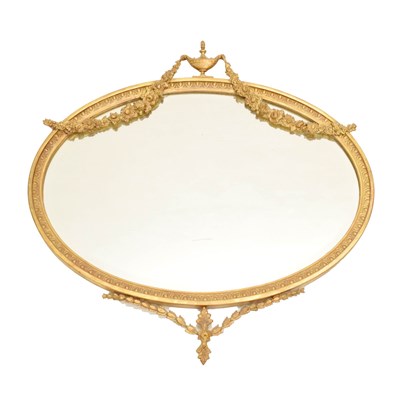 Lot 525 - Early 20th century neoclassical revival gilt oval wall mirror