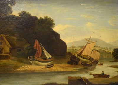 Lot 516 - Early 19th century British School, River Scene with Sailboats