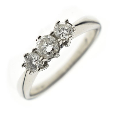 Lot 7 - Diamond three stone 18ct white gold ring