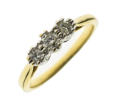 Lot 10 - Diamond three stone 18ct gold ring