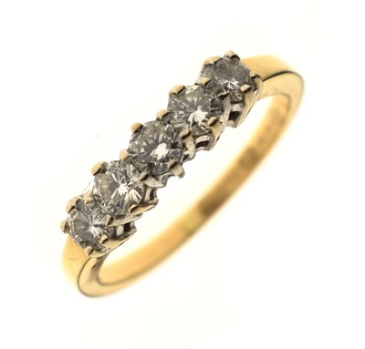 Lot 11 - Diamond five stone 18ct gold ring