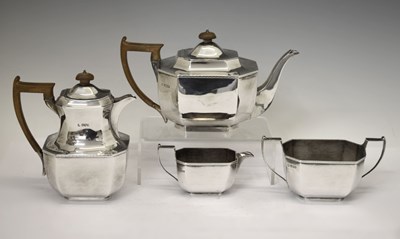 Lot George V silver four piece tea service