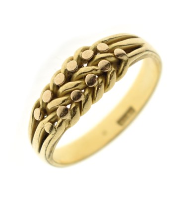 Lot 55 - Yellow metal keeper ring, stamped 18ct