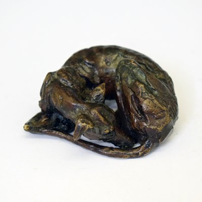 Lot 272 - Bronze study of a sleeping greyhound