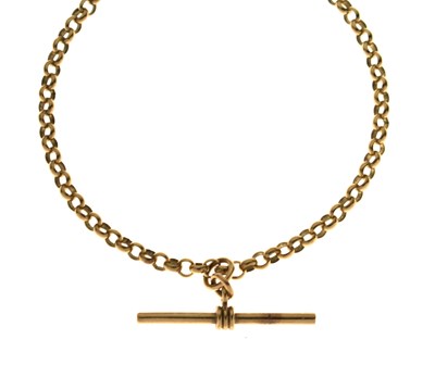 Lot 83 - Unmarked yellow metal belcher link Albert chain