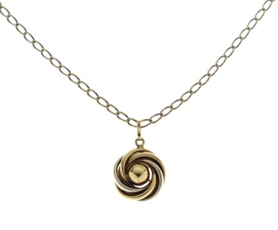 Lot 73 - Bi-colour 9ct gold circular pendant and chain