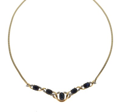 Lot 81 - Sapphire and diamond 9ct gold necklace