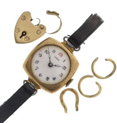 Lot 154 - George V 9ct gold cased wristwatch