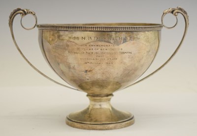 Lot 193 - George V silver twin-handled pedestal bowl