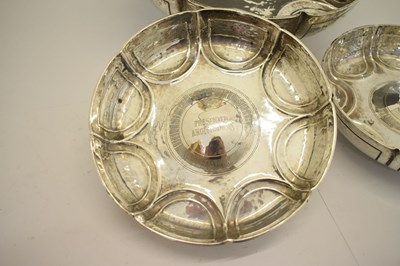 Lot 95 - Suite of three Edward VII silver pedestal bowls