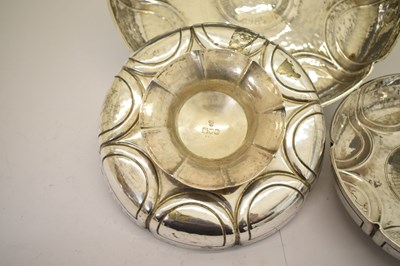 Lot 95 - Suite of three Edward VII silver pedestal bowls