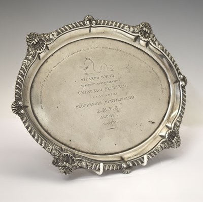 Lot George III silver tray of oval form