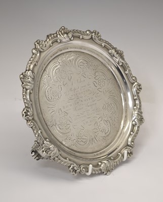 Lot George III silver waiter