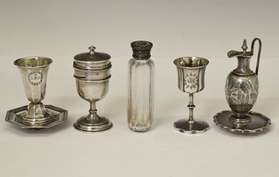 Lot Collection of silver travelling communion accessories