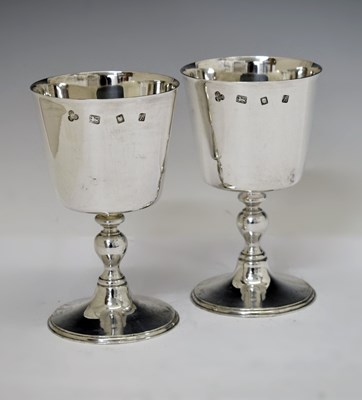Lot Pair of Elizabeth II silver goblets