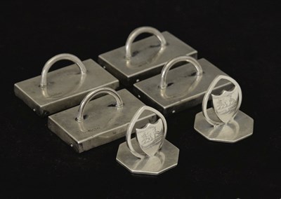 Lot Six Edwardian silver menu holders