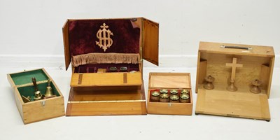 Lot 308 - Two cased travelling altar sets