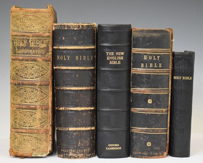 Lot 526 - Five leather bound Bibles