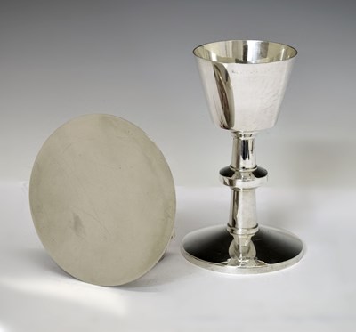 Lot Elizabeth II silver communion chalice or cup and paten