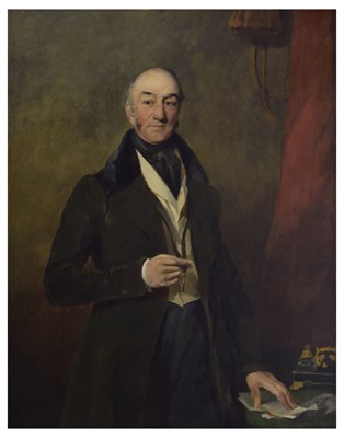 Lot Follower of Sir Francis Grant (British, 1803-1878) - Oil on canvas - Three-quarter length portrait of Richard Lowe