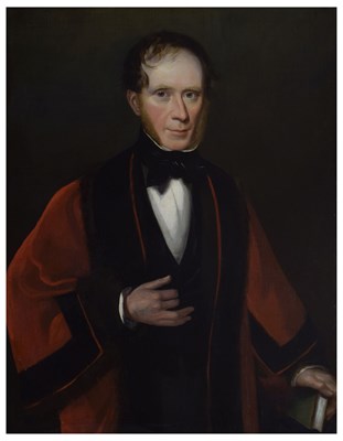 Lot Mid 19th century English School - Oil on canvas - Half-length portrait of a gentleman