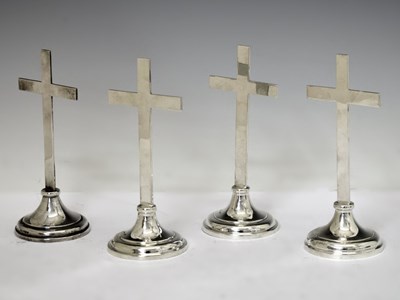 Lot Set of four Elizabeth II silver altar crosses