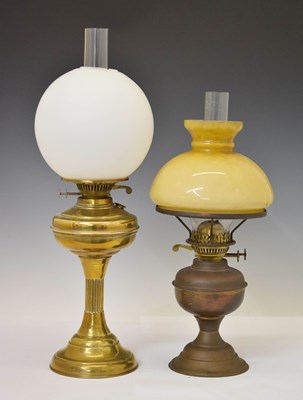 Lot 230 - Early 20th century brass oil / paraffin lamp