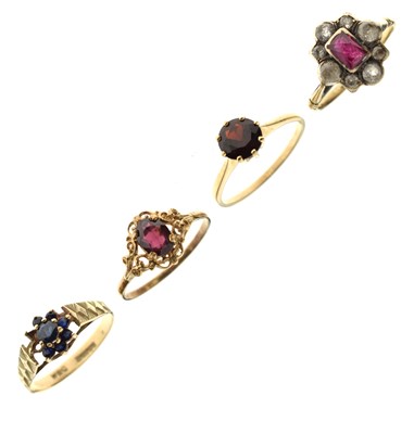 Lot 23 - Four gem-set dress rings (4)