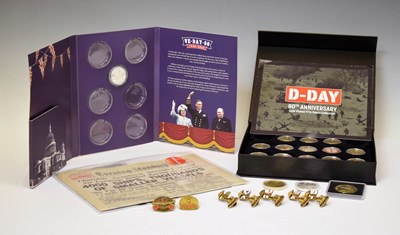 Lot 246 - D-Day 80th Anniversary gold plated 50p collection, Titanic medallions, etc