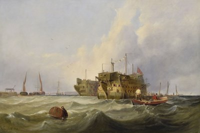 Lot 298 - Attributed to George Clarkson Stanfield (British, 1828-1878) - Oil on canvas - Maritime scene