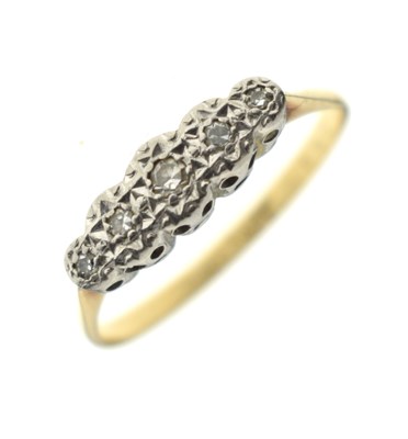 Lot 5 - Illusion set five-stone diamond ring, stamped '18ct&Pt'