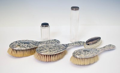 Lot 140 - Assorted silver dressing brushes and table jars (6)