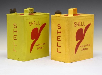 Lot 612 - Motoring Interest - Two vintage yellow Shell Aviation Spirit petrol cans