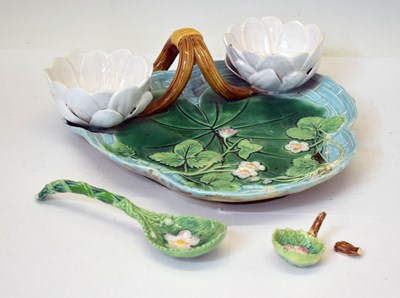 Lot 298 - 19th century George Jones majolica strawberry dish, etc