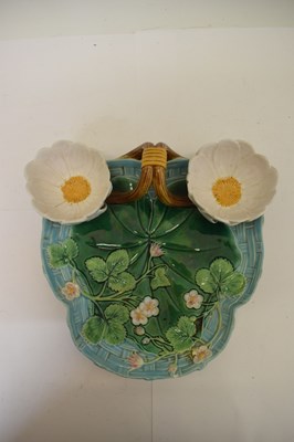 Lot 298 - 19th century George Jones majolica strawberry dish, etc