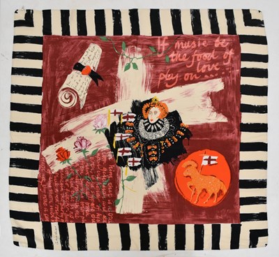 Lot 214 - Silk scarf marking 50th Anniversary of Queen Mother's election to Bench of the Middle Temple