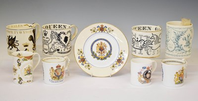 Lot 305 - Richard Guyatt for Wedgwood - Three commemorative mugs, etc