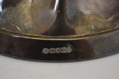 Lot 159 - Elizabeth II silver stand with handkerchief glass vase, and five silver teaspoons