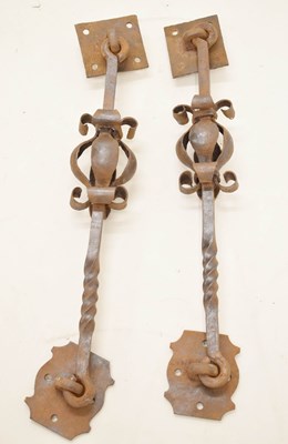 Lot 249 - Pair of wrought iron decorative balustrades or stair spindles