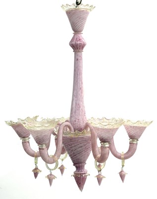 Lot 213 - Murano glass six branch chandelier