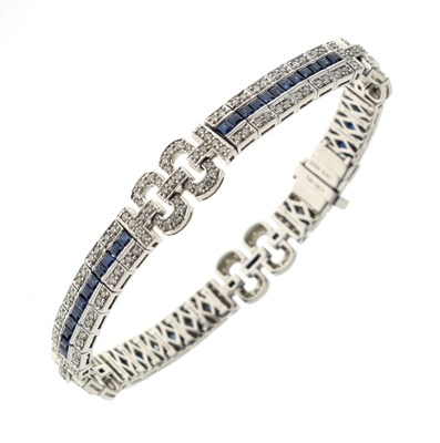 Lot 33 - Sapphire and diamond 18ct white gold bracelet