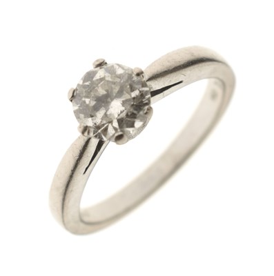 Lot 1 - Diamond solitaire 18ct white gold ring
